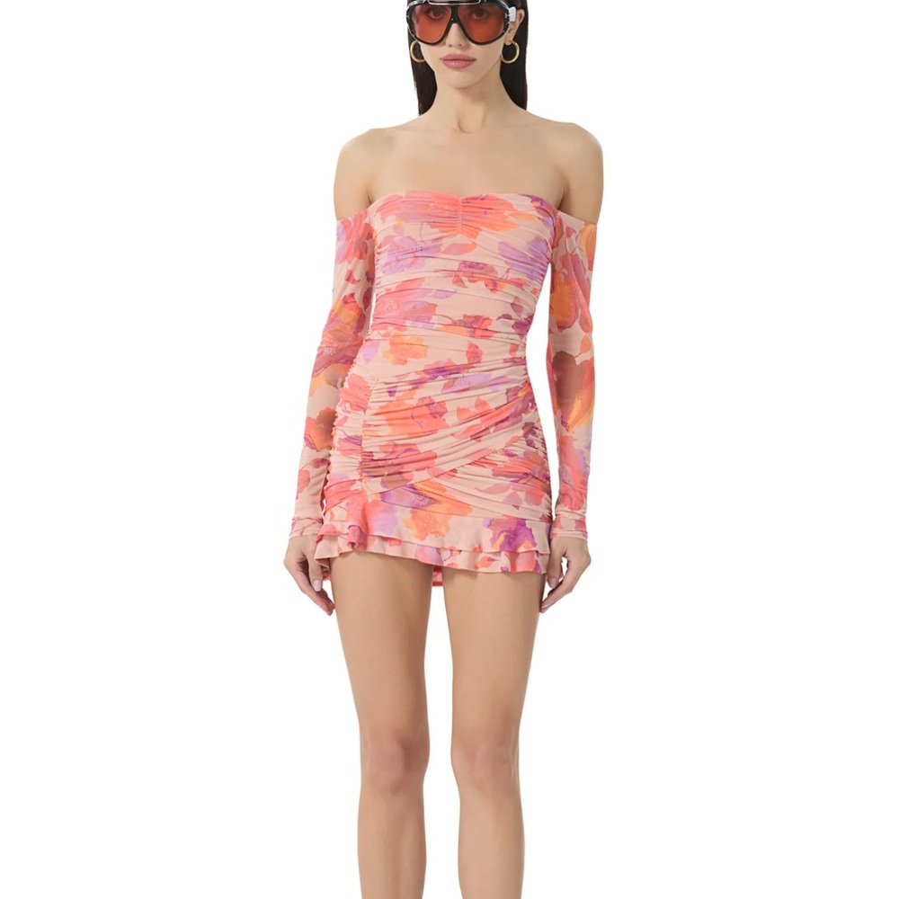 Adrian Mini Dress Nude Marble Flower